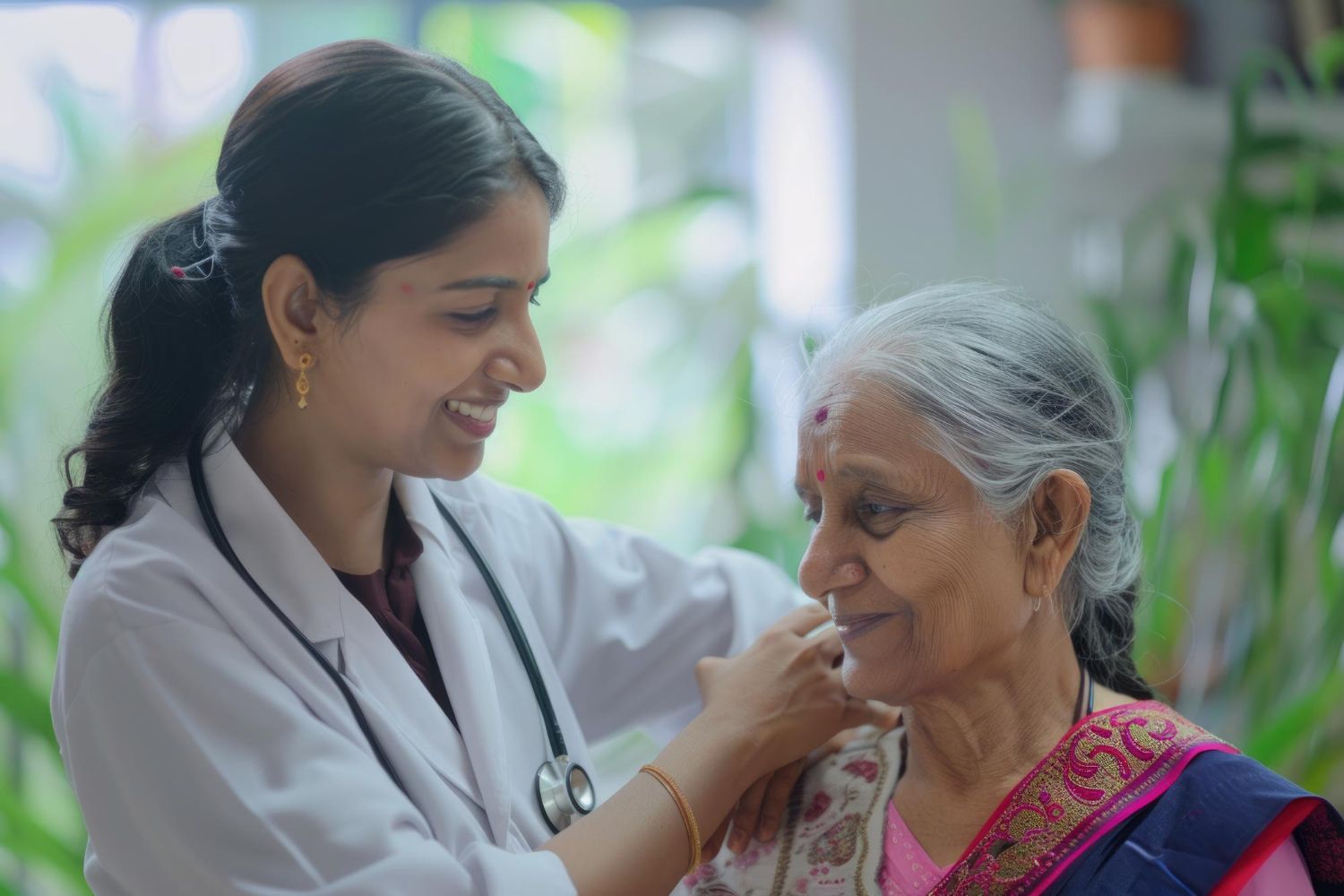 A doctor talking with an older patient